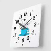 Een beker van een keukenkoffie vierkante klok (Hoek)