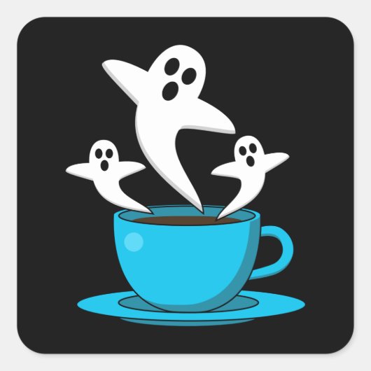 Een beker van een keukenkoffie vierkante sticker (Voorkant)