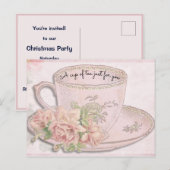Een beker van thee voor Moederdag-roze uitnodiging Briefkaart (Voorkant / Achterkant)