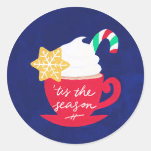 Een beker van 'Tis het seizoen Ronde Sticker