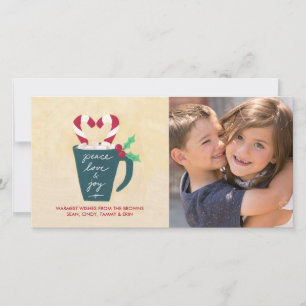 Een Beker van Vrede, Liefde en Vreugde Fotokaart Feestdagenkaart