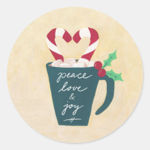 Een beker van vrede, liefde en vreugde ronde sticker