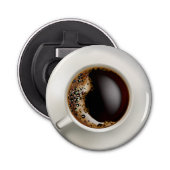 Een Beker van Zwarte Koffie Button Flesopener (Voorkant)