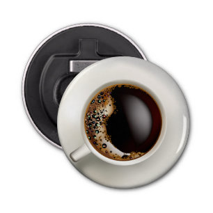 Een Beker van Zwarte Koffie Button Flesopener
