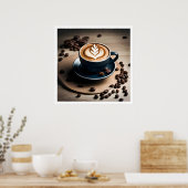 Een bekertje met cafe-latte voor koffie-Poster Poster (Keuken)