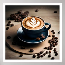 Een bekertje met cafe-latte voor koffie-Poster