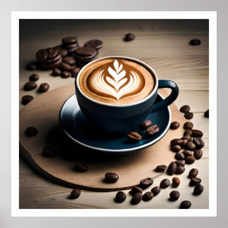 Een bekertje met cafe-latte voor koffie-Poster Poster