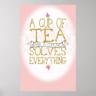 Een bekertje van Tea en een Cupcake Poster