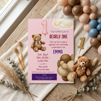 Eén berenjongste teddybeer eerste verjaardagsuitno kaart