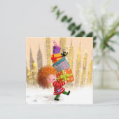 Een berg cadeaus en gegiechel (Staand voorkant)