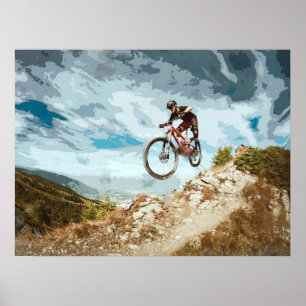 Een bergketen die naar een bergplaats vliegt poster