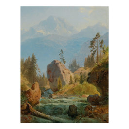 Een berglandschap met kreek - Albert Zimmerman Perfect Poster