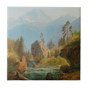 Een berglandschap met kreek - Albert Zimmerman Tegeltje