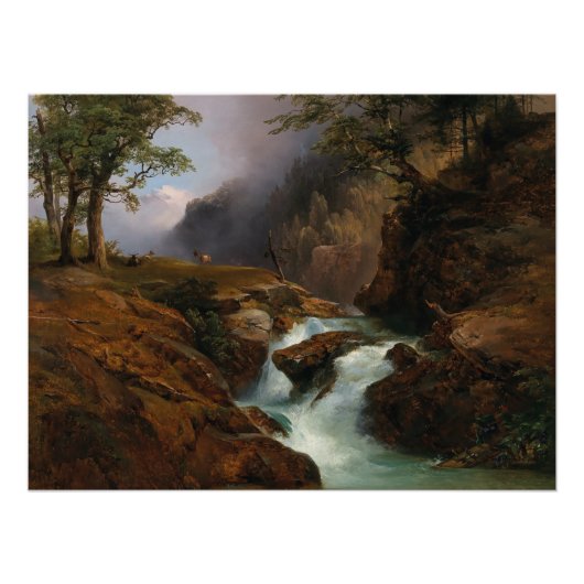 Een bergstroom, landschap in Schoppernau Perfect Poster (Voorkant)