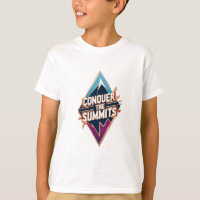 Een bergtop silhouet met de uitdrukking "Conque