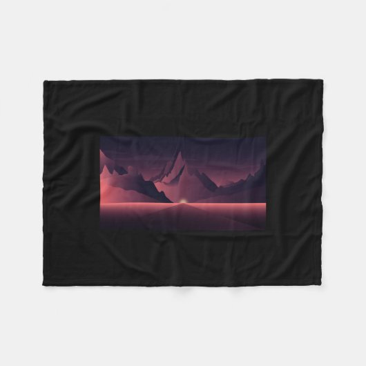 Een bergzonsondergang illustratie fleece deken (Voorkant (Horizontaal))