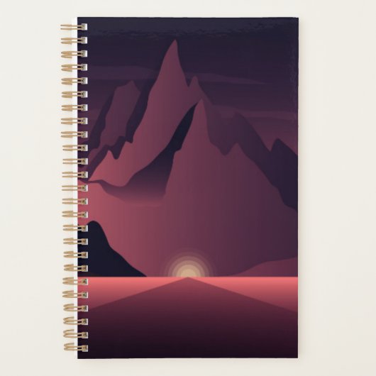Een bergzonsondergang illustratie         planner (Voorkant)