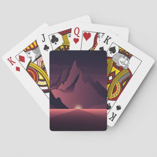 Een bergzonsondergang illustratie pokerkaarten (Achterkant)