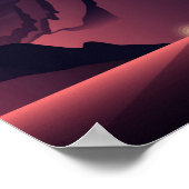 Een bergzonsondergang illustratie poster (Hoek)
