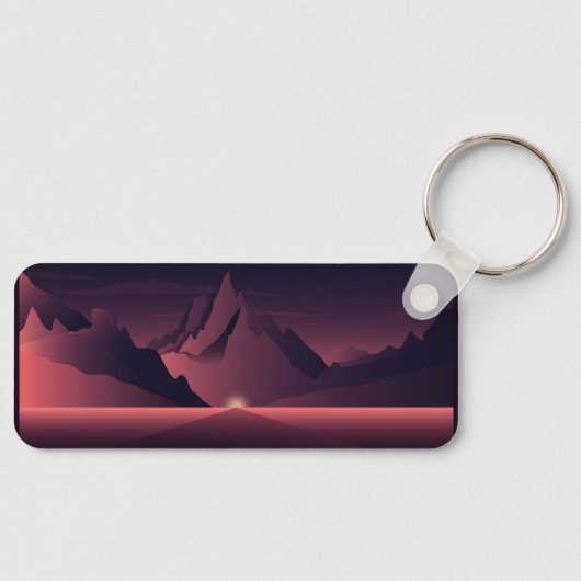 Een bergzonsondergang illustratie sleutelhanger (Voorkant)