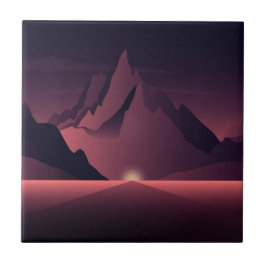 Een bergzonsondergang illustratie tegeltje