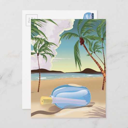 Een bericht in een fles briefkaart (Voorkant / Achterkant)