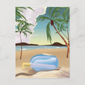 Een bericht in een fles briefkaart (Voorkant)