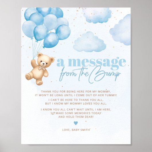 Een bericht van de bump blue teddybeer poster (Voorkant)