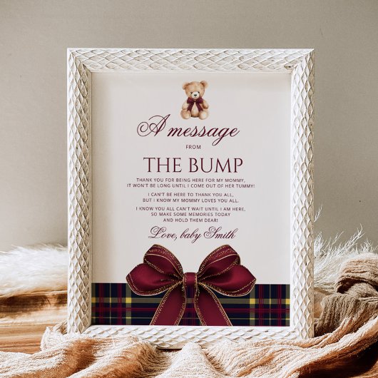 Een bericht van de bump Teddybeer rode strik Poster