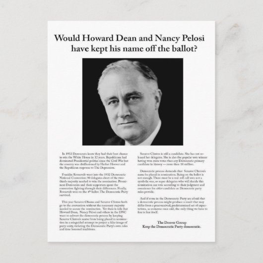 Een bericht van de Groep van Denver aan Chicago Briefkaart (Voorkant)