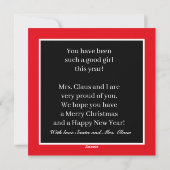 Een bericht van de Kerstman en mevrouw Claus Feestdagenkaart (Achterkant)