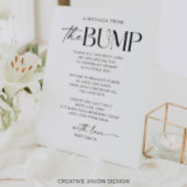 Een bericht van het Bump Baby shower Sign Reclamebord Met Voetstuk