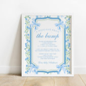 Een bericht van het Bump Blue Floral Baby shower Poster