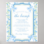 Een bericht van het Bump Blue Floral Baby shower Poster (Voorkant)