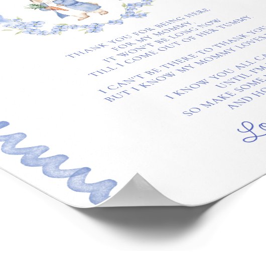 Een bericht van het Bump Peter Rabbit Baby shower Poster (Hoek)