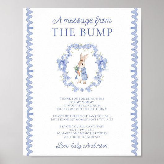 Een bericht van het Bump Peter Rabbit Baby shower Poster (Voorkant)