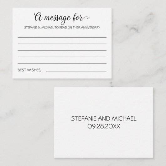 Een bericht voor bruid- en bruidsbericht advieskaart (Voorkant / Achterkant)