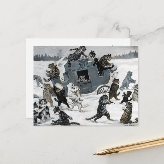 Een beroving door Louis William Wain Briefkaart (Voorkant / Achterkant in situ)