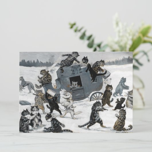 Een beroving door Louis William Wain Feestdagenkaart (Staand voorkant)