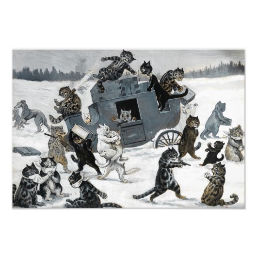 Een beroving door Louis William Wain Foto Afdruk (Voorkant)