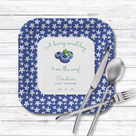 Een Berry Sweet Baby Boy Douche Blueberry Papieren Bordje