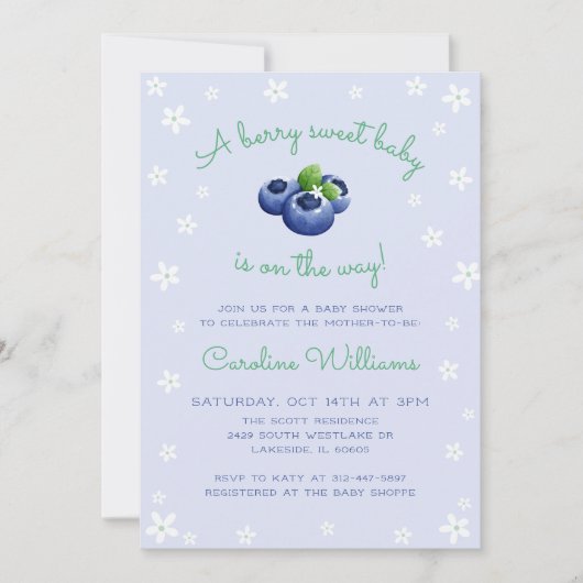 Een Berry Sweet Baby is onderweg Blueberry Boy Kaart (Voorkant)