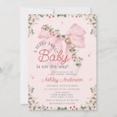 Een Berry Sweet Baby Pink Bow Girl Baby shower Kaart (Voorkant)