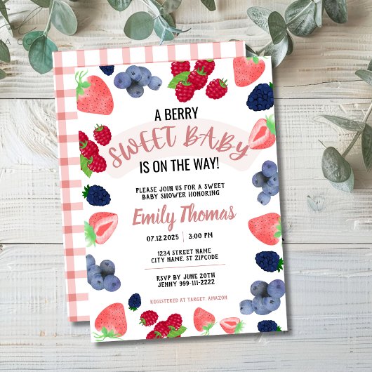 Een Berry Sweet Baby shower uitnodiging