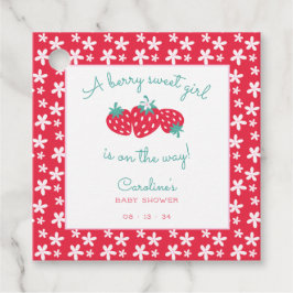 Een Berry Sweet Girl Baby shower Aardbei Bloemen Bedankjes Labels