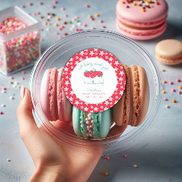 Een Berry Sweet Girl Baby shower Aardbei Bloemen Ronde Sticker