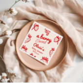 Een Berry Sweet Hand Drawn Aardbeien Baby shower Servet