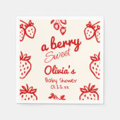 Een Berry Sweet Hand Drawn Aardbeien Baby shower Servet (Voorkant)