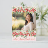 Een Berry Sweet Photo Strawberry Lijst Bedankkaart (Staand voorkant)