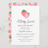 Een Berry Sweet Strawberry Baby shower uitnodiging (Voorkant / Achterkant)